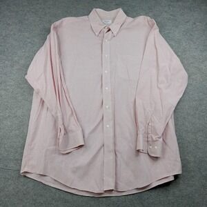 Brooks Brothers Dress Shirt Mens 17.5 34/35 Red Check 100% Cotton Long Sleeve